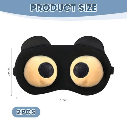 2PCS Cat Eye Sleep Mask for Sleeping, Soft Light Weight Eye Cover with Adjustable Strap,Funny Sleep Mask for Kids Women Men Travel Nap Blindfold Game