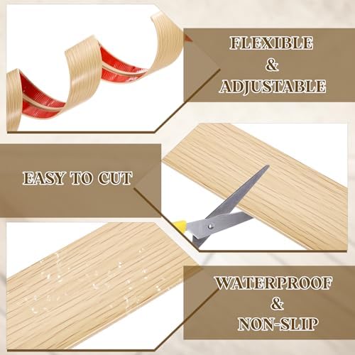 uxcell T-Molding Transition Strips, 3.28 ft x 1.97" (L x W) PVC Floor Flat Divider Strip Self Adhesive Vinyl Flooring Edging Trim for Joining Floor Gaps Doorways, Maple Wood Grain