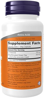 NOW Foods Supplements, L-Theanine 100 mg with Decaf Green Tea, Stress Management*, 90 Veg Capsules