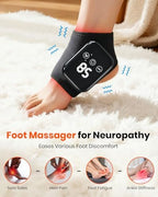 Foot Renew Massager for Neuropathy, 3-in-1 Cordless & Portable Foot and Ankle Massager for Heel, Arch & Ankle Relief, 3-Level Vibration & Heat, Ideal Gift, Includes Extension Strap (Black)