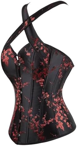 Corset Top Bustier Brocade Pattern Lace Through Top Floral Overbust Waist Cincher Embroidery