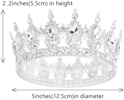 Queen Crown Rhinestone Wedding Crowns and Tiaras for Women Costume Party Hair Accessories Princess BirthdayCrown Crystal BridalCrown (Silver White Crowns)