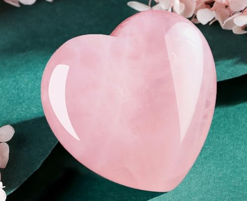 DUQGUHO 60mm Rose Quartz Crystals Heart Large Healing Crystals Heart Love Shaped Stone Pink Crystal Gifts 1PC
