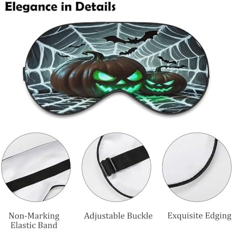 Green Pumpkin Sleep Mask for Women Men Soft Breathable Eye Masks Light Blocking Sleeping Mask for Side Sleeper Eye Cover Night Blindfold Sleep Shade Cover for Sleeping Travel Nap