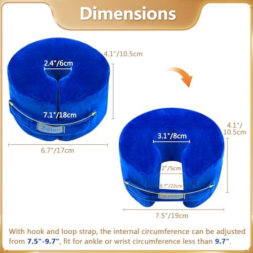Zelen Foot Elevation Pillow Heel Ankle Elevator Wedge Foot Support Pillow Medical Ankle Cushion Feet Leg Rest for Bed Sore Pressure Ulcer Sleeping Elevated Foam Surgery Recovery (Blue, 1 PCS)