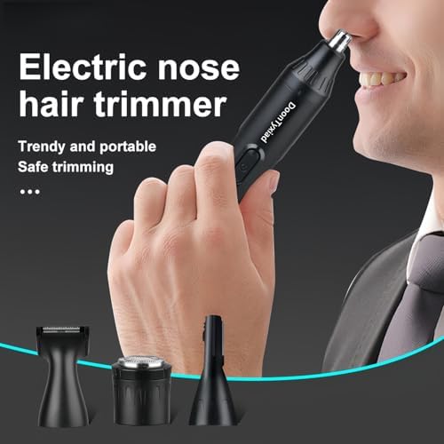 Rechargeable Ear and Nose Hair Trimmer, 4-in-1 Professional Painless Eyebrow & Facial Hair Trimmer for Men Women, Powerful Motor and Dual-Edge Blades for Smoother Cutting Black(Black 4-in-1)