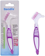 Angzhili 3 Pcs Denture Cleaning Brush,Portable Denture Brush Double Sided Brush for False Teeth Cleaning,Denture Care (Purple)