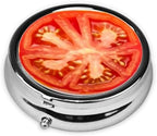 Pill Case Tomato Slice Round Pill Box Daily 3 Compartment Travel Pill Container for Pocket Purse Portable Medicine Cod Liver Oil Storage Box 3 Times a Day Pill Organizer