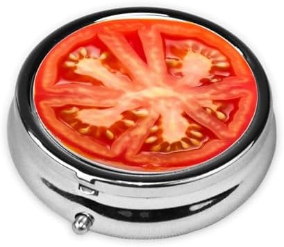 Pill Case Tomato Slice Round Pill Box Daily 3 Compartment Travel Pill Container for Pocket Purse Portable Medicine Cod Liver Oil Storage Box 3 Times a Day Pill Organizer