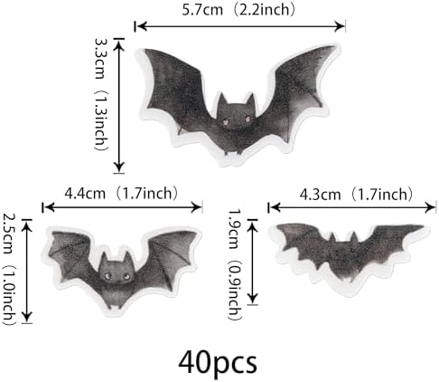 40 Pack Edible Halloween Bat Cupcake Toppers Bat Halloween Cupcake Toppers Rice Paper Wafer Paper Cupcake Picks for Baby Shower Kids Birthday Party Cupcake Decorations Black