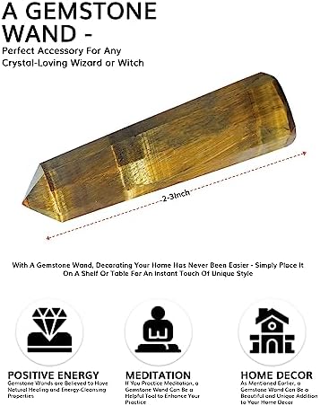 Tiger Eye Wand - Healing Crystals - Crystal Wand Set - Wiccan Wand - Healing Meditation - Crystal Tower Point - Stone Tower - Bulk Crystals and Healing Stones - Stones Decor - Reiki Supplies