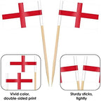 AhfuLife England Flag Toothpick, 100 Pcs English Cupcake Toppers, Small England Stick Flags Double-sided for Soccer Football Party Decorations, National Day Party Decorations