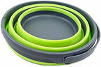 SAMMART 10L (2.6 Gallon) Collapsible Plastic Bucket - Foldable Round Tub - Portable Fishing Water Pail - Space Saving Outdoor Waterpot, Size 33cm Dia (Grey/Grass Green)
