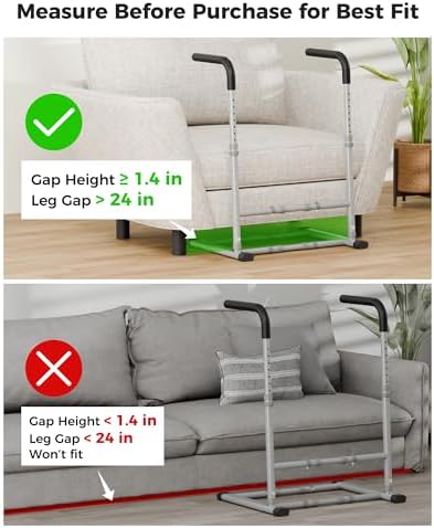 Couch Stand Assist Aid for Elderly, Sofa Chair Lift Assist Devices for Seniors Sit to Stand, Standing Aids & Supports, Pregnancy, Disabled, Floor Gap Height ≥ 1.4" Leg Gap ＞24", Grey