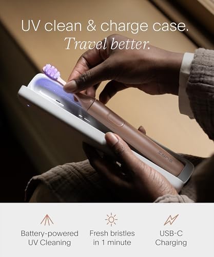 SURI 2.0 New Sonic Electric Toothbrush with Pressure Sensor & UV-Cleaning Travel Case | 1 Month+ Battery | Electric Toothbrush for Adults | Travel Toothbrushes | Tooth Brush | Pink