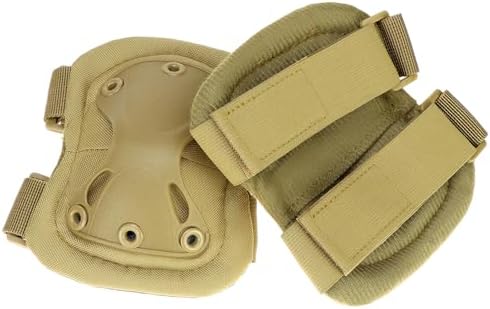 QWORK Tactical Combat Knee and Elbow Protective Pads Sets for Outdoor Paintball Game Cycling Skateboarding