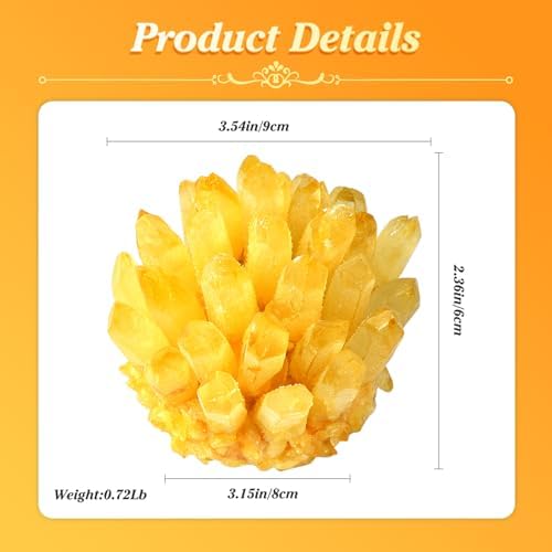 Large Citrine Crystal Cluster - Natural Yellow Quartz Geode for Healing, Abundance & Wealth - Authentic Citrine Stone for Home Decor, Meditation, and Positive Energy - (5.71 x 4.29 x 3.35 in)