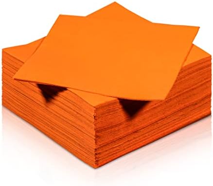 Sun Orange Beverage Napkins, 2-Ply Disposable Paper Napkins-Bar, Cocktail, Weddings, Birthday, EU Made, (300 Count)