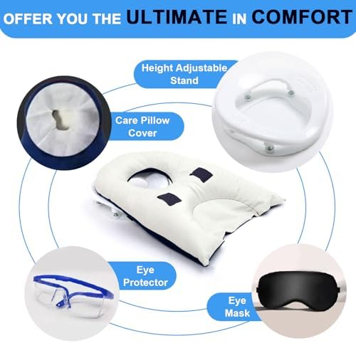 Face Down Recovery Pillow for Post Eye Surgery – Vitrectomy & Retinal Surgery Support with Adjustable Stand, Breathable Contoured Design, Soft Velvet Surface & Disposable Hygiene Covers