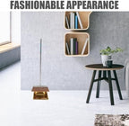 ABOOFAN Stainless Steel Broom and Standing Dustpan Set – Long Handle Sweep Tool with Golden Finish, Leak-Resistant Floor Cleaning for Kitchen, Office, Classroom, Home Use
