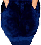 Wheelchair Blanket with Pouch for Adults, Fleece Wrap for Airplane & Train, Packable Nap Travel Accessories (Navy Blue)
