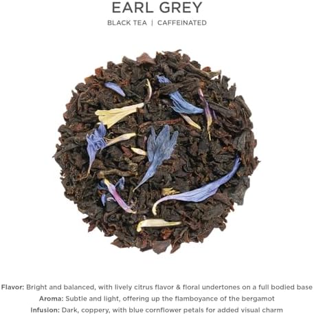 Tea Forte Earl Grey Premium Caffeinated Black Tea Blend Event Box, Bulk Pack 40 Count, 10 per tray Individually Wrapped Handcrafted Pyramid Infusers