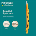 MR.GREEN Curve Handle Eyebrows Tweezers Professional Fine Hairs Removal Puller Makeup Tools Stainless Steel Beauty Clips Removal (Yellow)