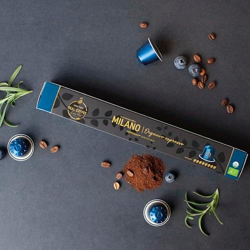 ‘Milano’ Organic Italian Espresso for Nespresso | 100 Organic Aluminum Capsules | The Strongest Organic Espresso in the World! | 100% Nespresso Compatible Pods | Fairtrade