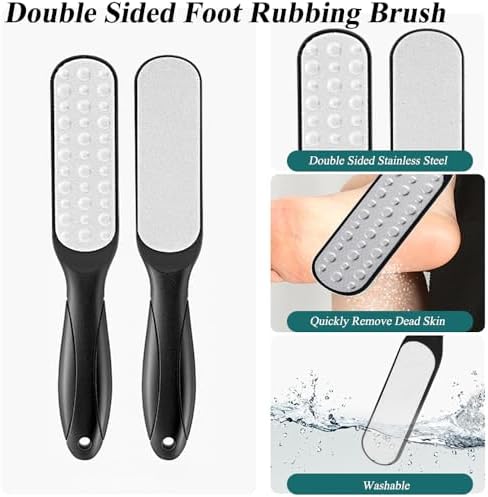 Double Sided Foot Rubbing Brush –Dead Skin Remover & Callus Exfoliator– Cracked Heel & Hard Skin Care for Men & Women(Black)