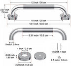 12 Inch Anti-Slip Shower Grab Bar, iMomwee Chrome Stainless Steel Bathroom Grab Bar Handle with Textured Grip, Shower Balance Bar, Safety Hand Rail Support, Handicap Elderly Senior Assist Bath Handle