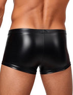 ohyeahlady Mens Faux Leather Underwear Sexy Lingerie for Men Soft Low Rise Shorts Pants Boxer Briefs Black S-XL