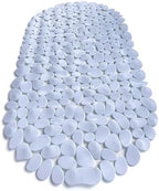 “Pebbles” Non-Slip Bathtub & Shower Mat 27”x14” Oval - Non-Toxic - Safe, Clean, Machine-Washable, Superior Grip & Drainage, Vinyl, for Smooth Floors ONLY, Opaque White