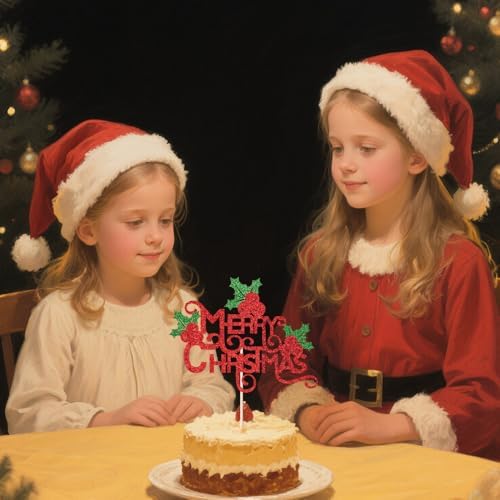 Merry Christmas Cake Topper Children's Party Decorations for Christmas Theme New Year Holiday Party Cake Decorations Supplies (Christmas 1)