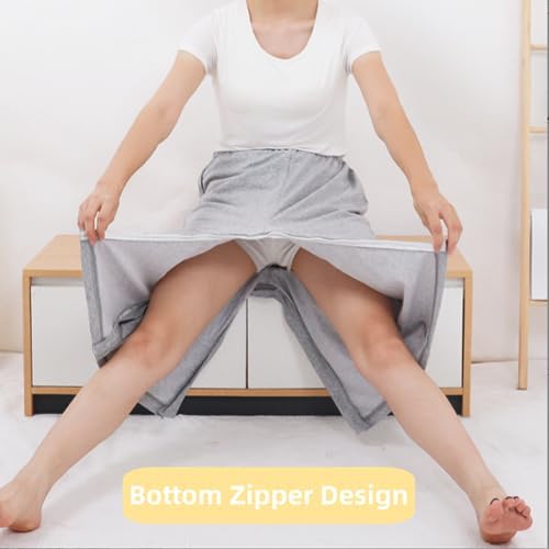 WEEOATAR Bedridden Patient Clothing,Full Open Post Surgery Pants,Patient Care Trousers,Disability Clothing with Zippers for Easy Access,Post-op Pants Suit for Fracture,Disable,Elderly(Grey,XL)