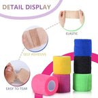KISEER 15 Pack 2 Inch x 5 Yards Self Adhesive Bandage Breathable Cohesive Bandage Wrap Rolls Elastic Self-Adherent Tape for Stretch Athletic, Sports, Wrist, Ankle