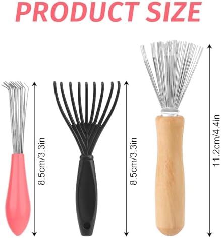 Comb and Brush Cleaner Tool Set - 3 Pieces with Rake Design for Home and Salon Use