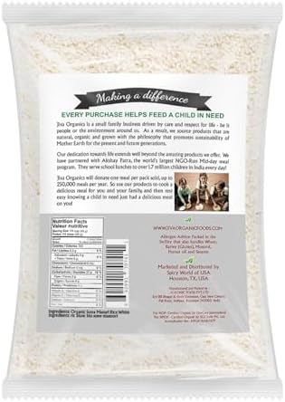 Organic Sona Masoori Rice 10 LB Premium Quality - India Origin, Short Grain Rice, All Natural & Non-GMO - by Jiva Organics (10 Pounds)