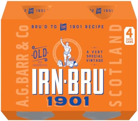 IRN-BRU 1901, 4 Pack A Very Special Vintage Recipe, No Caffeine, Full Sugar, Taste The First Ever IRN-BRU Recipe - 4 x 330ml Cans