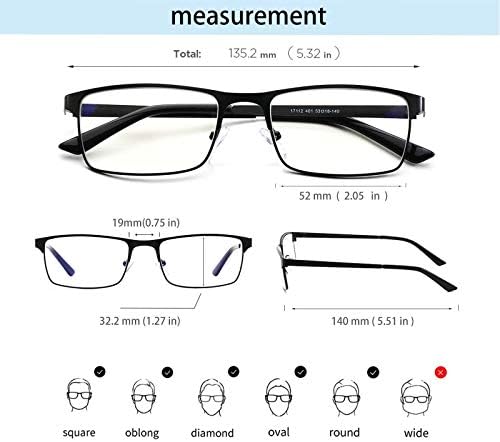 JOO'RTI Blue light glasses for men, Metal Frame Gaming Computer Glasses Fake Glasses
