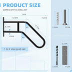 Handrails for Outdoor Steps Wall Mount, Railings for 1-3 Steps, U-Shaped Handrail with Matte Black Finished, Stair Handrails for Kids, Elderly, Pregnant Women, Disabled (26" Length, Black)