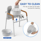 Loyoda Heavy Duty Steel Bedside Commode Chair - 400 lb Capacity, No-Tools Assembly, Adjustable Height, Removable Bucket with Liner, Convertible Toilet Safety Raiser, Waterproof Foam Seat