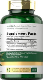 Carlyle Olive Leaf Extract Capsules | 100 Count | Non-GMO, Gluten Free | High Potency Supplement