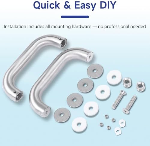 6'' C-Shaped Glass Shower Door Handle Back to Back Fits 1/4" to 1/2" Thickness Glass Shower Handle Replacement Shower Door Replacement Parts 304 Stainless Steel