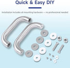 6'' C-Shaped Glass Shower Door Handle Back to Back Fits 1/4" to 1/2" Thickness Glass Shower Handle Replacement Shower Door Replacement Parts 304 Stainless Steel