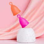Peachlife Ring Menstrual Cup with Loop Pull Tab Handle - Silicone Reusable for 10 Years - Medium Size, Medium Firm Peachcup