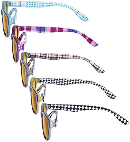 Eyekepper 5 Pack Computer Reading Glasses Cat Eye Blue Light Blocking Readers Amber Tinted +2.50