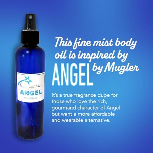 Body Oil Spray – Inspired by Angel Fragrance – Long Lasting Perfume Body Oil Mist – Lightweight Moisturizing Dry Body Oil – Non Greasy Formula – Fine Mist Spray – 8 oz