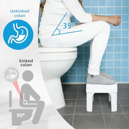 Resze Squatty Potty for Adults, 6.7" Toilet Stool, Non-Slip Bathroom Stool, Toilet Stool Squat Adult, Poop Stool for Bathroom,Portable Foot Rest for Travel, Adults, Seniors, Kids, Lightweight, White