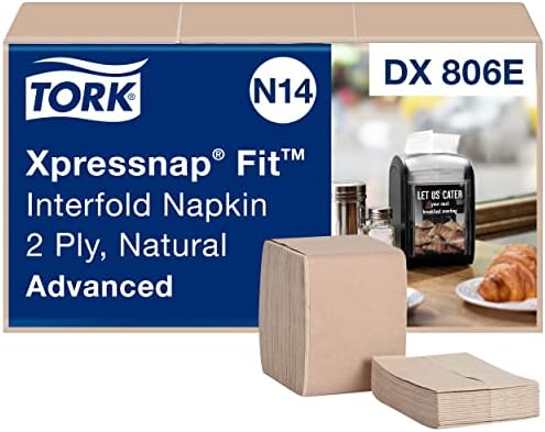 Tork Xpressnap Fit Natural Dispenser Napkin N14, Compostable 2-ply, 36 packs x 120 napkins, DX806E