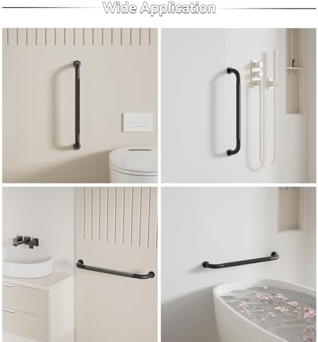 32 Inch Shower Grab Bar, Matte Black Bathroom Grab Bar Handle with Anti-Slip Knurled Grip, Stainless Steel Bath Balance Bar, 1.25" Diameter Bath Safety Bar Support for Seniors Elderly Pregnant